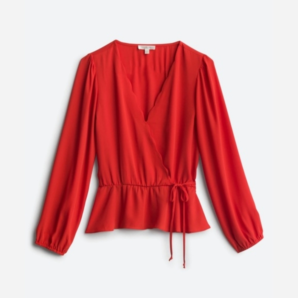 Nine Britton NWT Cavanna Faux Wrap Blouse in Burnt Orange Size M